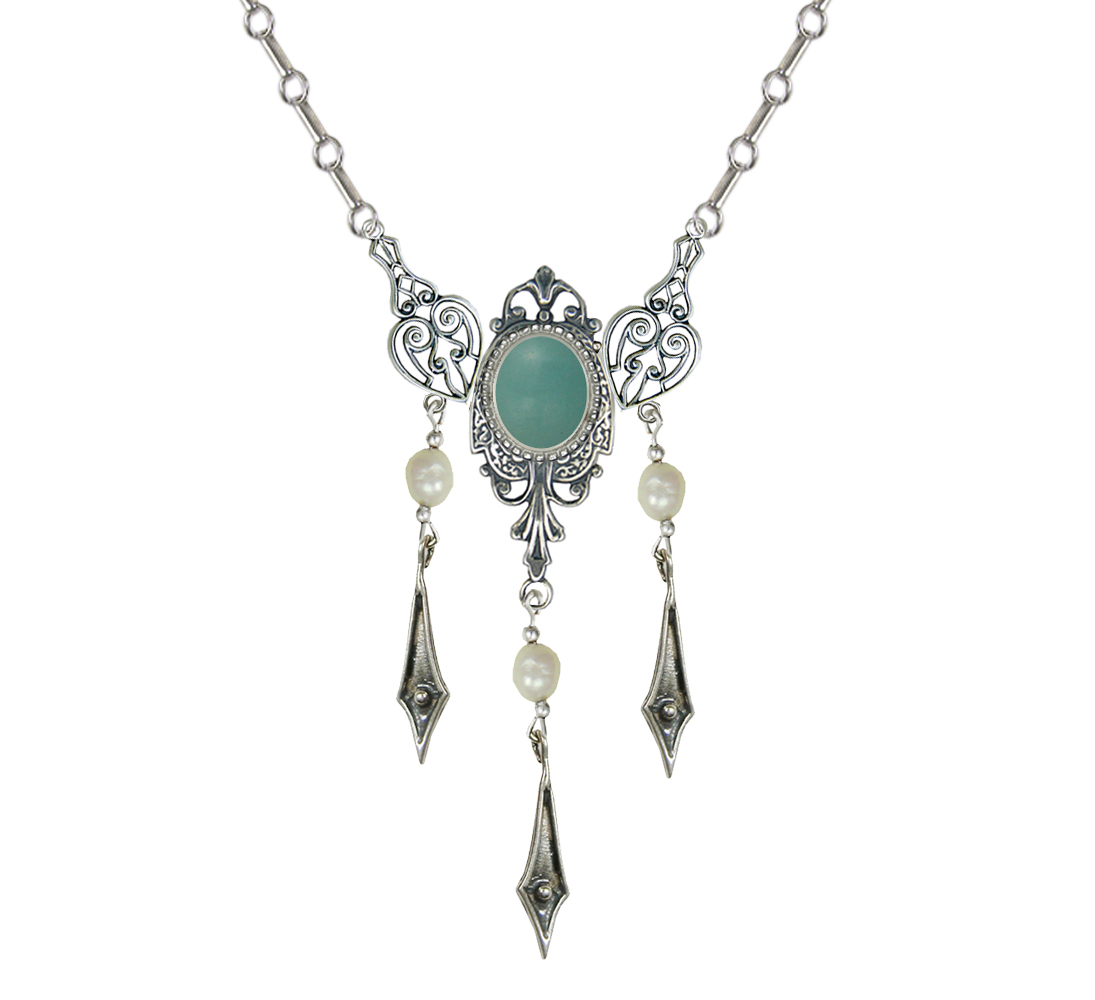 Sterling Silver Victorian Necklace With Aventurine